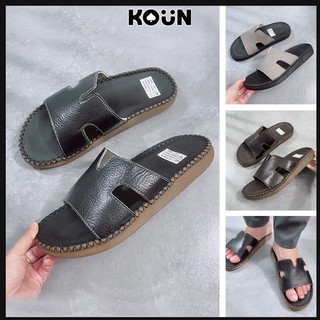 [sẵn] Dép Nam Quai Ngang Chữ K, Dép Doctor Full Da Bò, Dép Da Khâu Chỉ Toàn Bộ