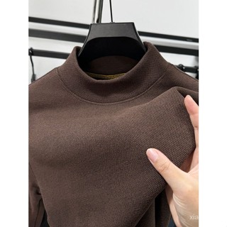 Áo Thun Tay Dài Cổ Lọ Lót Nhung Dày Dặn Giữ Ấm Phong Cách Đức Thời Trang Thu Đông Cho Nam