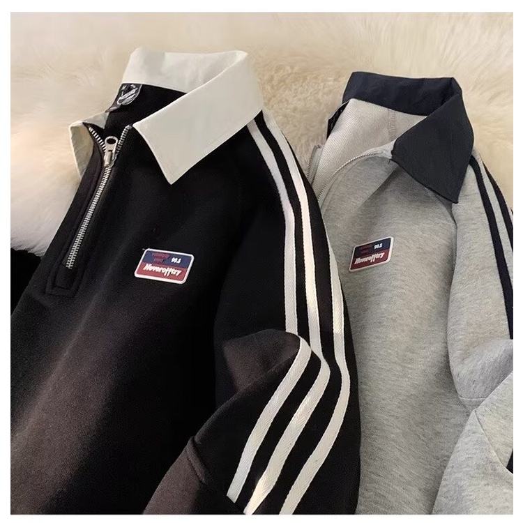 Áo hoodie polo Tay Dài Thêu Chữ instagram Phong Cách Hàn Quốc Thời Trang Thường Ngày Dành Cho Nam Và Nữ