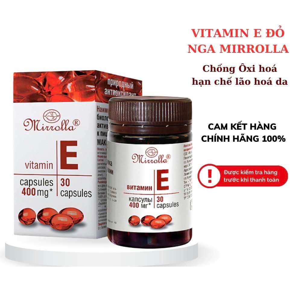 Vitamin E đỏ Mirrolla Nga 400mg, 270mg