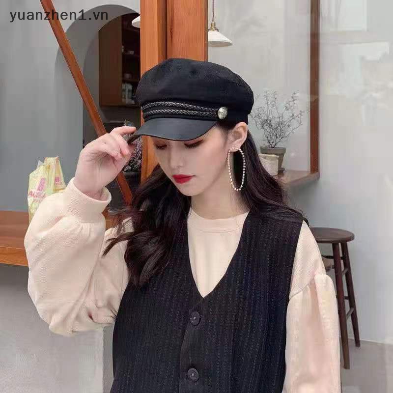 Mũ nồi phối dây xích màu đen thời trang nữ mùa đông