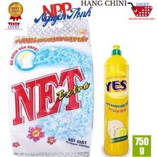 BỘT GIẶT NET Extra 5,5kg + TẶNG 1 Nước rửa chén 750g đậm đặc