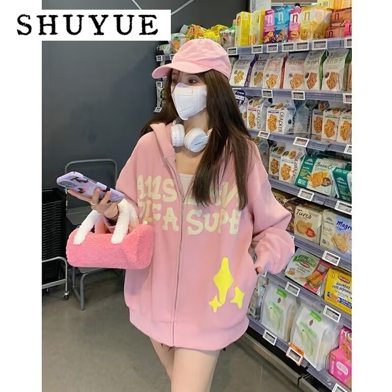 SHUYUE Áo Khoác hoodie áo khoác nữ zip hoodie Popular comfortable cổ xưa Thoải mái WJK2390PER 48Z231129