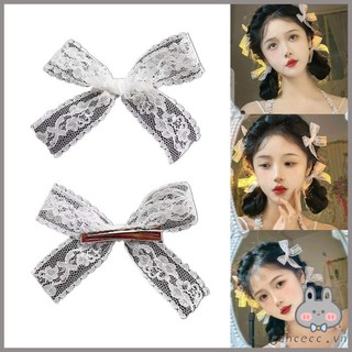Kẹp tóc nơ vải ren xinh xắn cho nữ
