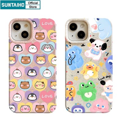 Suntaiho Ốp lưng Iphone Hàn quốc Đẹp Cute Ốp Điện Thoại silicon Mềm Chống Sốc Hình Động Vật Cho iphone 15 14 12 13 11 pro max ip 7 8 plus iphon x xs xr xs max