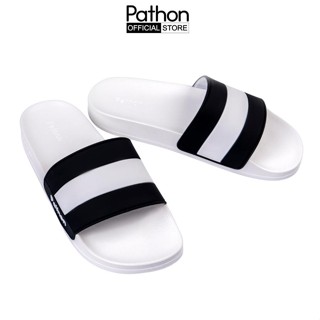  Đế nhám  Dép nam nữ quai ngang slipper Pathon quai PVC và đế PU trắng quai sọc trắng đen lớn SD39NHAM shop Pathon 