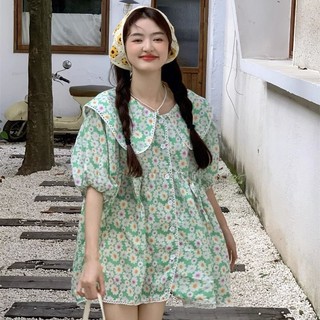 Đầm Tay Ngắn Phồng Cổ Búp Bê Phong Cách Ngọt Ngào Thời Trang Mùa Hè Mới Cho Nữ