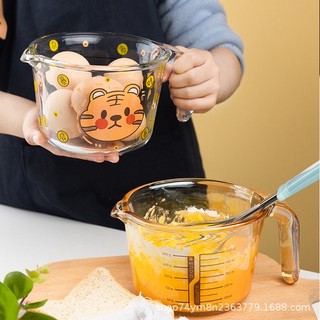 Spot# Borosilicate Glass Measuring Cup with Scale Handle Household Milk Cup Breakfast Cup Thick Heat-Resistant Microwave Oven Baking 12cc