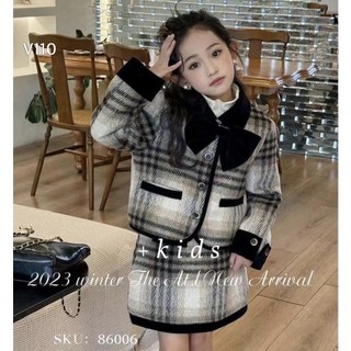 Set dạ kẻ 2 màu siêu xinh cho bé