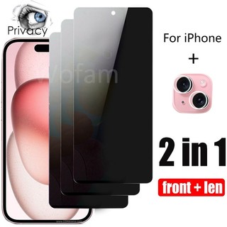 2 In 1 Kính Cường Lực Chống Nhìn Trộm + Cường Lực Camera iPhone 15 14 11 12 13 mini Pro Max X XS XR 6 6s 7 8 Plus SE 2020