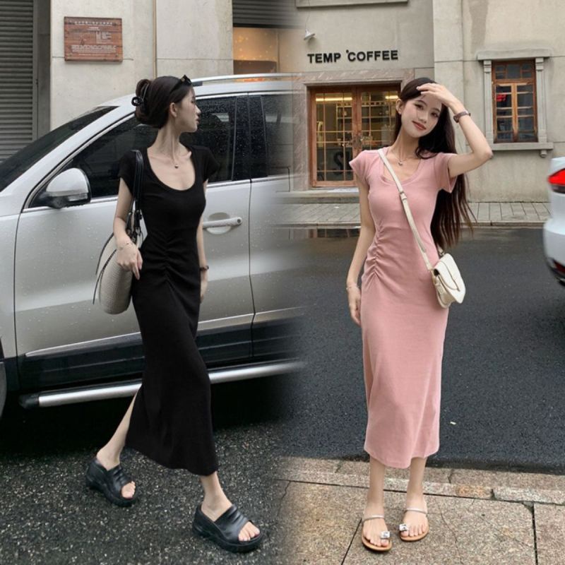 Đầm Thun Dài Qua Gối Ôm Eo Thời Trang Mùa Thu 2024 Mới Cho Nữ
