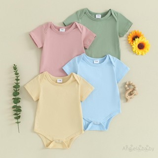 Áo liền quần ngắn tay cổ tròn màu trơn cho bé trai và bé gái