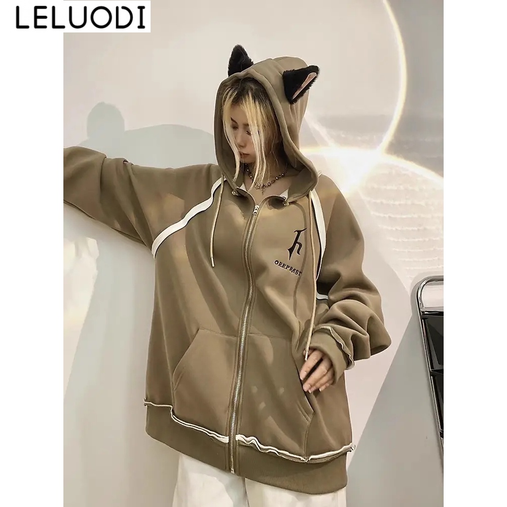 LELUODI Áo Khoác hoodie áo khoác nữ zip hoodie comfortable Thông thường New Style Fashion WJK2390YOM 37Z230914 | BigBuy360 - bigbuy360.vn