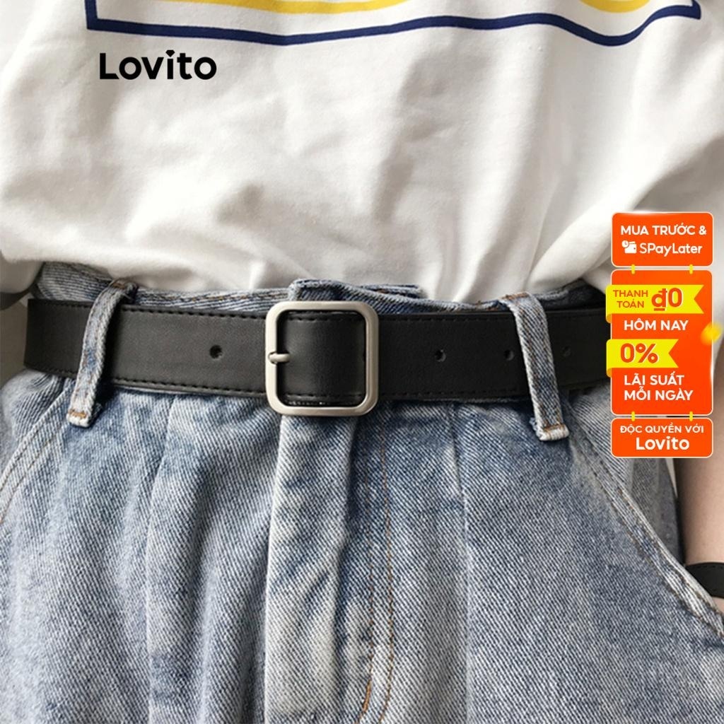 Thắt lưng da Lovito khóa vàng phối đầm/ quần jean thời trang thường ngày cho nữ L50AD150 