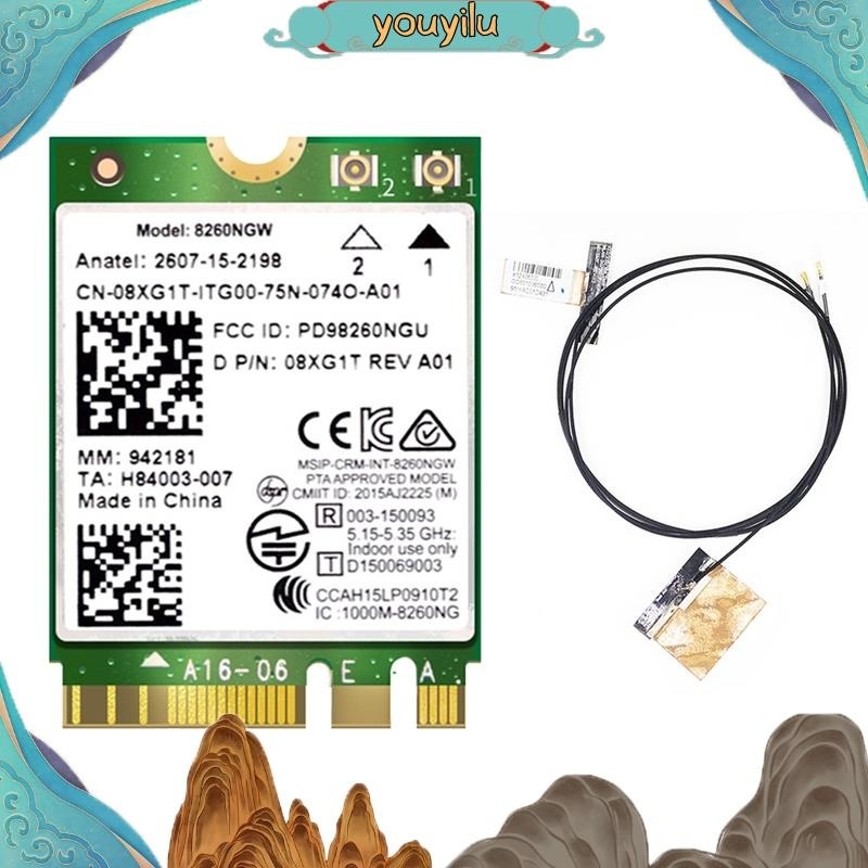 Thẻ WiFi 8260 8260NGW + 2 Thẻ WiFi 867M Bluetooth 4.2 NGFF M.2 Cho Intel AC 8260 Youngyilu