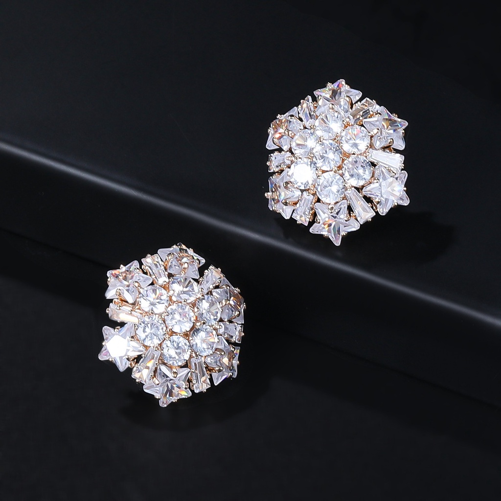Bông Tai Thời Trang Hình Hoa Đính Đá zircon Phong Cách Âu Mỹ