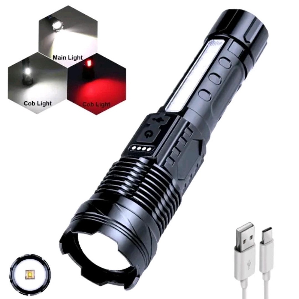 Đèn Pin A76 Cầm Tay Siêu Sáng Chiếu Xa 300m Có Zoom Xa Gần,Chống Nước IPX4, Pin Trâu Chip COB Led Tâm Tròn 7 Chế Độ Sáng