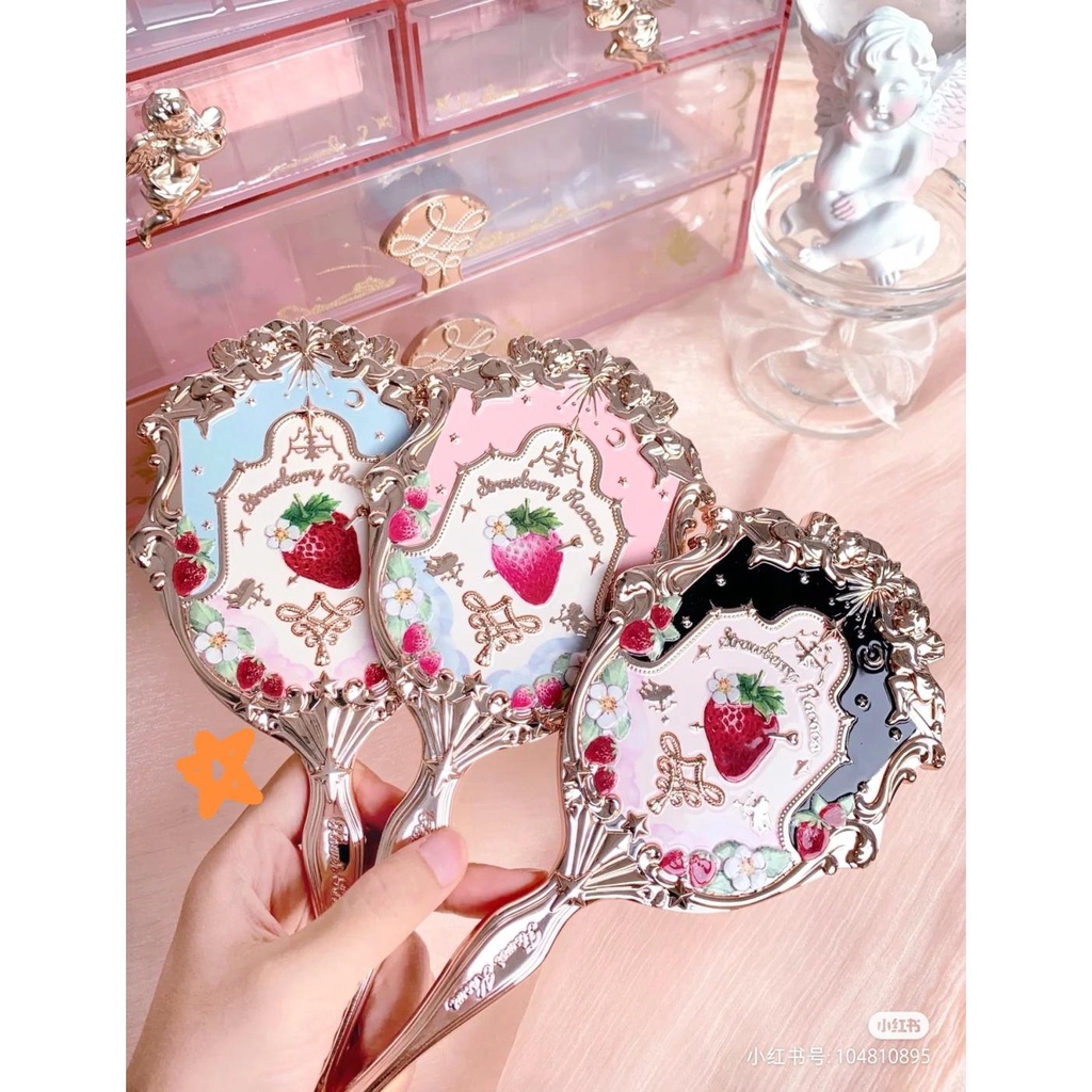 Mới Cốc Nước Cầm Tay Có Gương Hình Dâu Tây / Trái Tim / Thiên Thần Màu Xanh Bạc Hà / Hồng Xinh