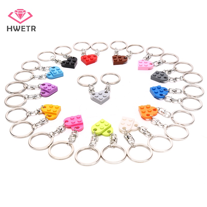 Set 2 Móc Khóa Tình Bạn Hình Viên Gạch Trái Tim Mới