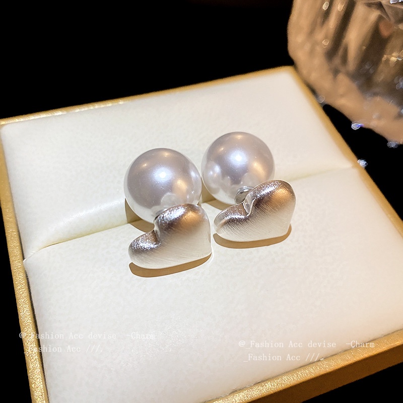 Bông Tai Mạ Bạc 2023 Hình Trái Tim Đính Ngọc Trai Thời Trang Phong Cách niche Mới