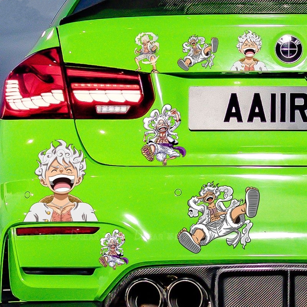 One Nhãn Dán Trang Trí Kính Chắn Gió Xe Hơi / Xe Máy / Xe Hơi Hình luffy gear 5 Bằng Chất Liệu vinyl Phản Quang