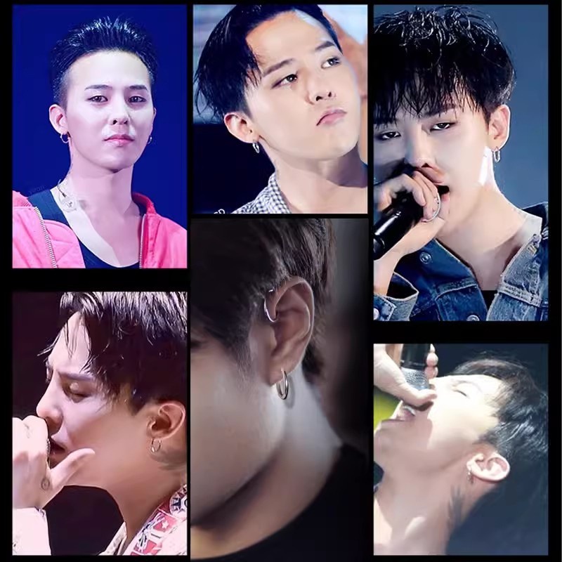 1 Khuyên Tai Tròn Bằng Thép Không Gỉ Bóng Cổ Điển Màu Vàng / Bạc Thời Trang unisex