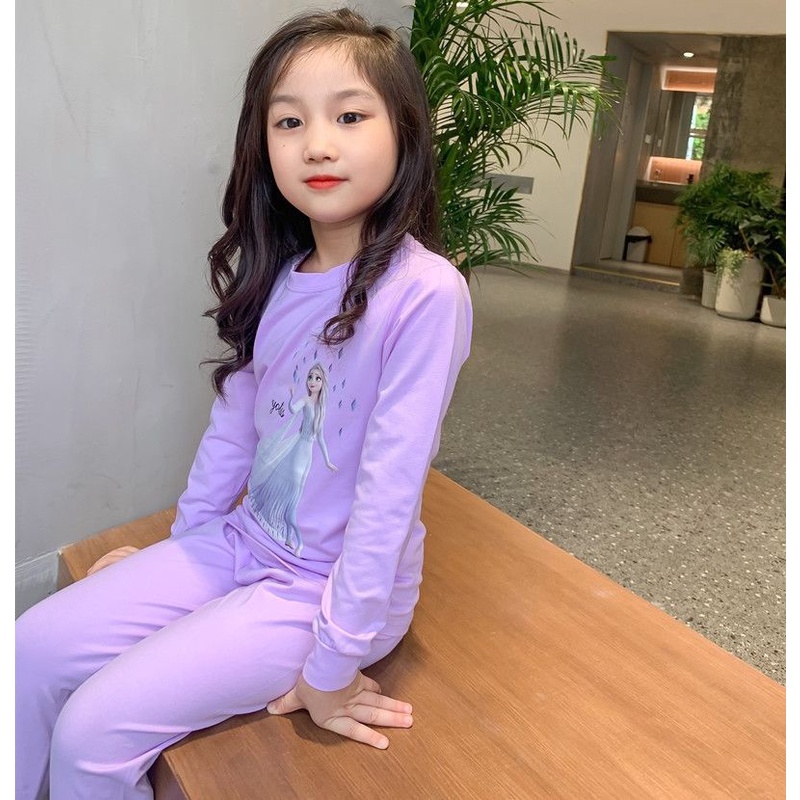 Bộ Đồ Ngủ cotton Tay Dài Dễ Thương Cho Bé Gái