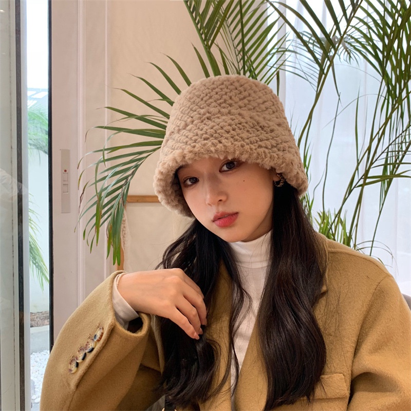 Mũ Xô panama Lót Nhung Dày Dặn Mềm Mại Chống Gió Màu Trơn Ấm Áp Mùa Thu Đông Cho Nữ