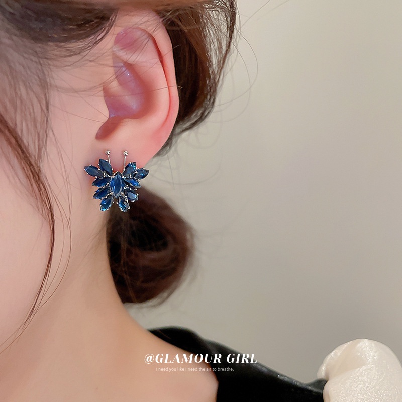 Bông Tai Bạc Hình Bướm Đính Đá zircon Đơn Giản Thời Trang