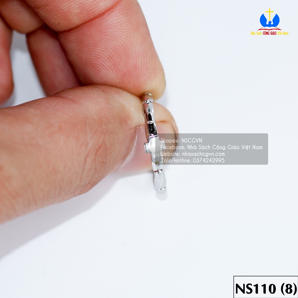 Nhẫn Mân Côi thánh giá inox không gỉ NS110 - Quà tặng Công Giáo, sinh nhật NSCGVN_HN