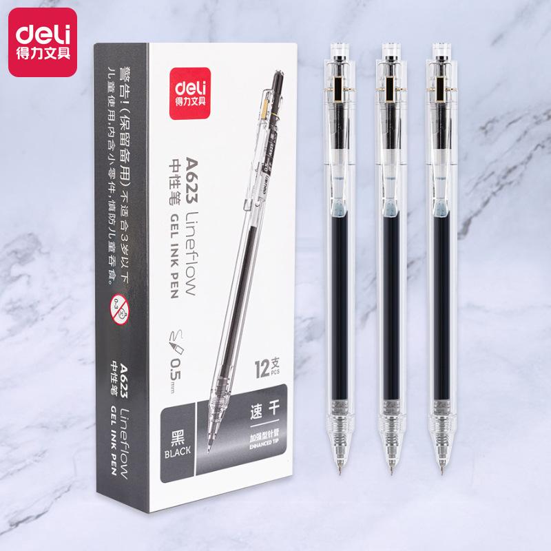 Bút gel Deli A623 Line-flow 0.5mm mực đen