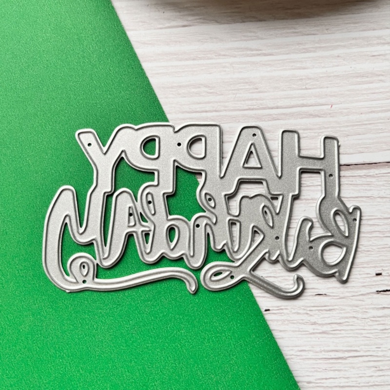 Khuôn Cắt Giấy Làm Từ Kim Loại Hình Chữ happy birthday Trang Trí Scrapbook