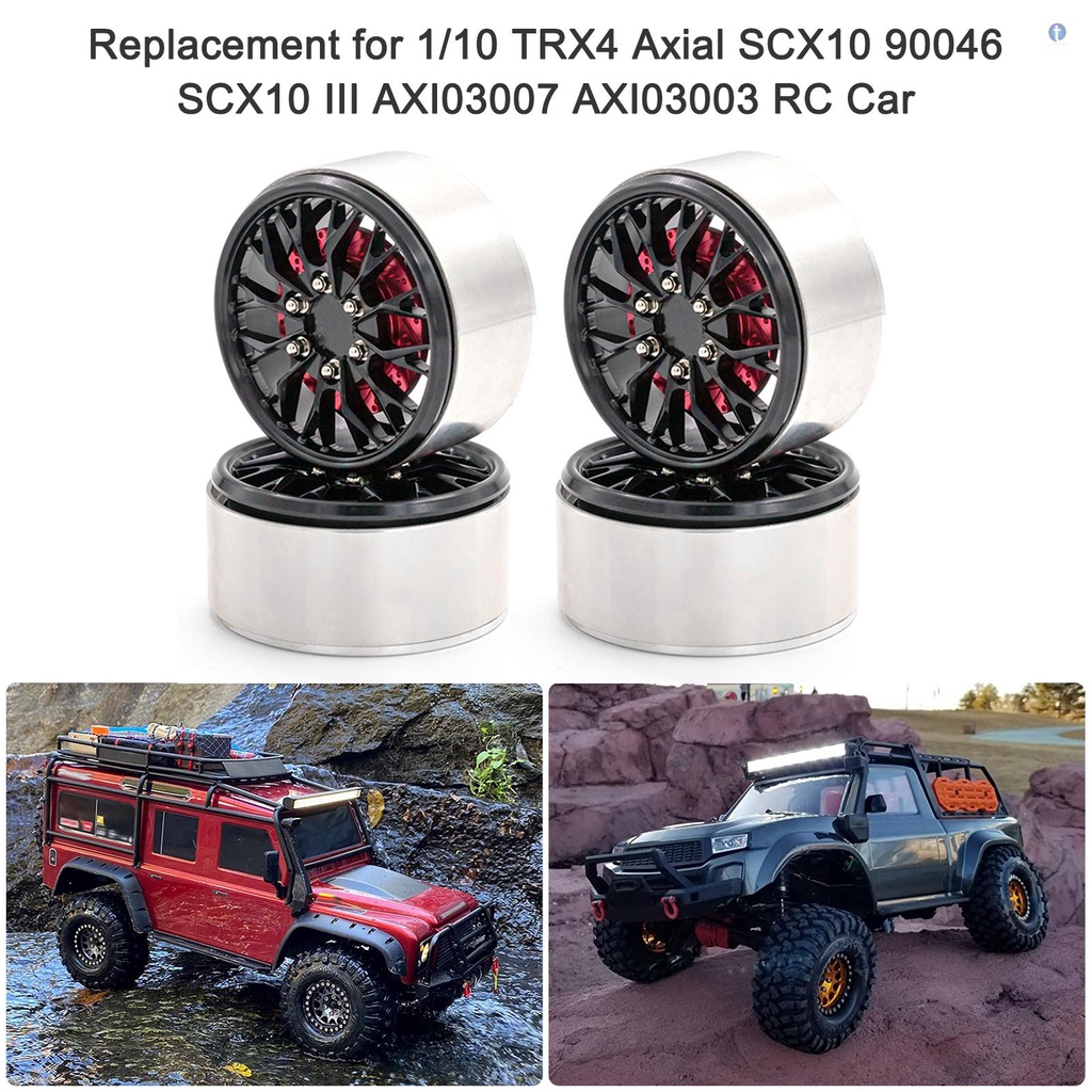Rc Set 4 Vành Bánh Xe Thay Thế 2.2inch Bằng Hợp Kim Nhôm Cho Xe Hơi Điều Khiển Từ Xa trx4 axial scx10 90046 scx10 iii axi03007 axi03003