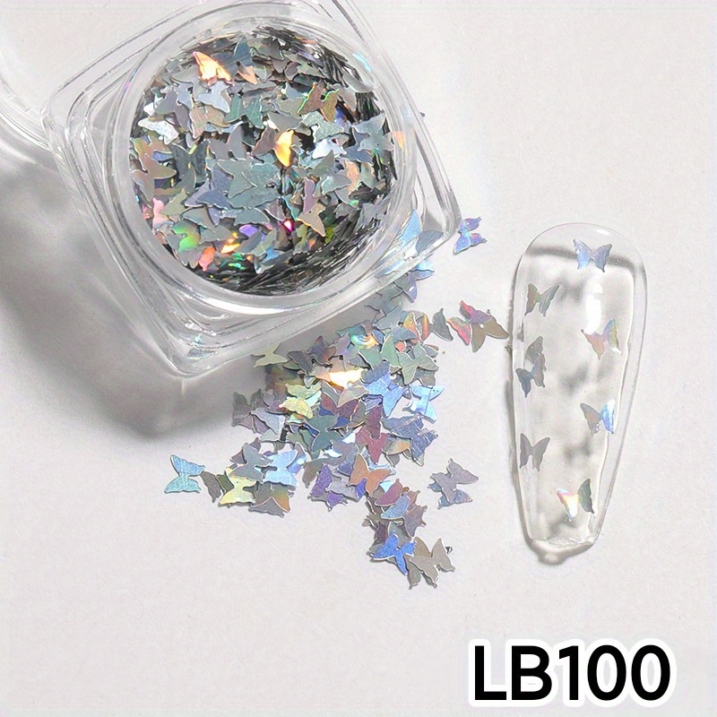 Hộp Sequin Lấp Lánh Hình Bướm Nhiều Màu Sắc Dùng Trang Trí Móng Tay Nghệ Thuật
