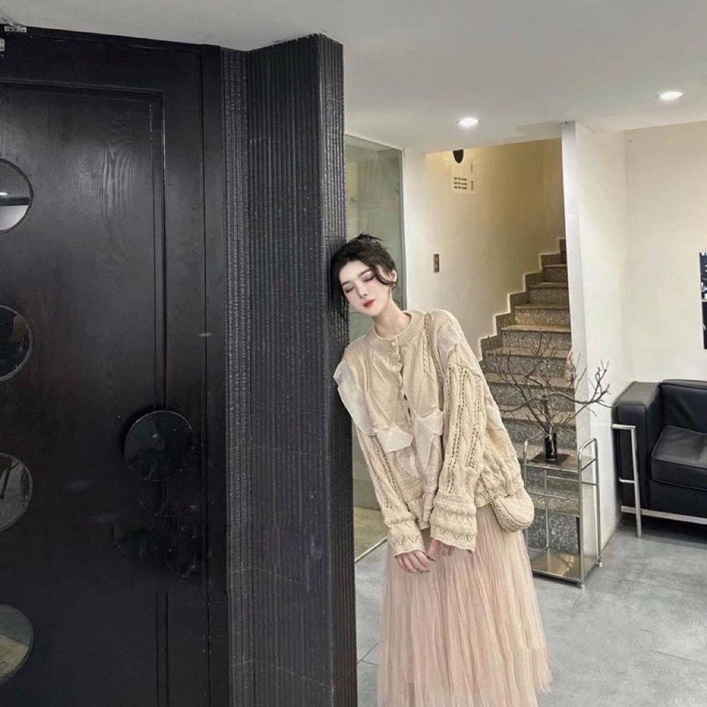 Áo len Be phối tơ bèo dài tay Vivienne