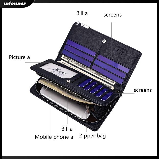 Ví Da pu Dài Đa Năng Có Khóa Kéo Thời Trang Cho Nam