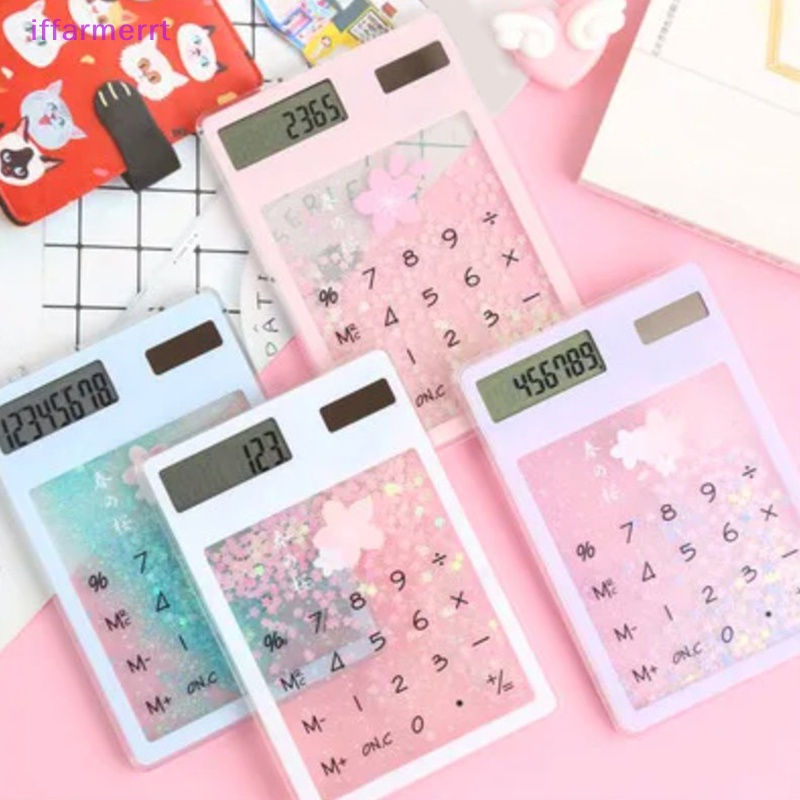 Iffarmerrt Máy Tính Năng Lượng Mặt Trời mini Trong Suốt Họa Tiết Cát Lún Đáng Yêu Sáng Tạo vn