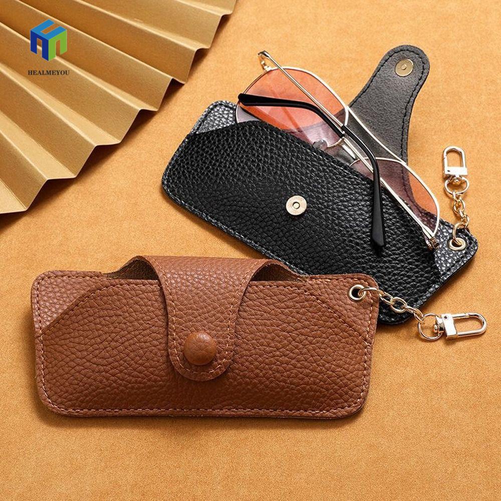 Healmeyou Hộp Đựng Mắt Kính Bằng Da pu Mềm Thanh Lịch Chống Nước Kèm Móc Khóa Bảo Vệ Mắt Kính Mắt Dành Cho Bạn Nữ