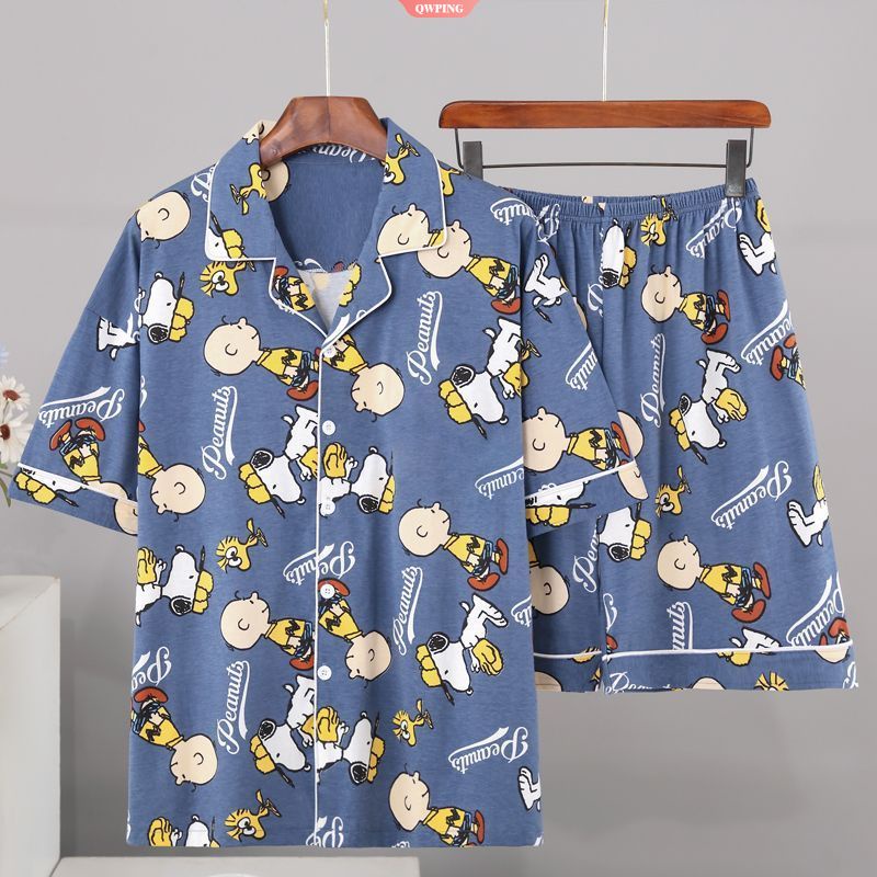 Doraemon Bộ Đồ Ngủ 100% cotton Tay Ngắn In Hình Doremon Phong Cách Nhật Bản Thời Trang Mùa Hè Cho Nam Và Nữ