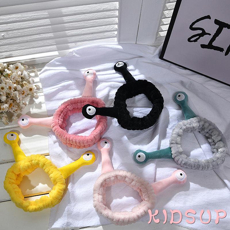 Kidsup1 Băng Đô Thể Thao / Rửa Mặt / Tắm Bằng Lông Cừu San Hô Co Giãn Hình Ốc Sên Đáng Yêu Cho Nữ
