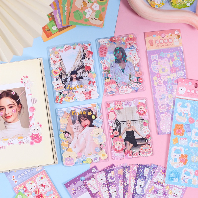 Bộ 10 Tấm sticker Dán Trang Trí Nhật Ký Kiểu Hoạt Hình Xinh Xắn Đáng Yêu