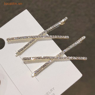 Lucaitn set 2 kẹp tóc chữ thập đính đá pha lê đơn giản vn