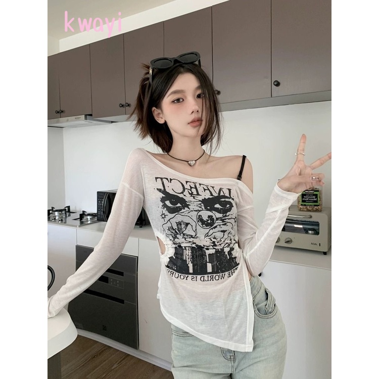 Kwayi áo phông áo thun nữ croptop baby tee Thời trang hàn quốc WTX23909I8 37Z230911