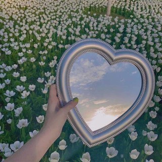Korean Ins Love Makeup Mirror Heart-Shaped Wall Hanging Mirror Dormitory Girl Dressing Mirror Home Decorative Mirror Photo Mirror Zfvk