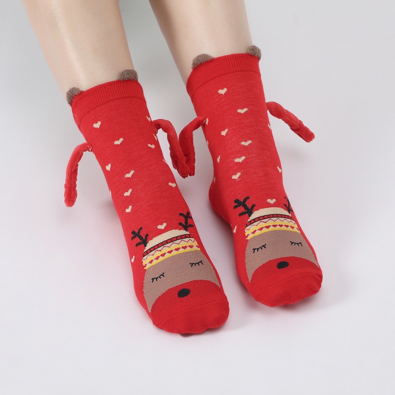 Cặp Đôi Vớ Giáng Sinh Năm Mới Bằng cotton Có Nam Châm Hình Dán Bàn Chân Dễ Thương