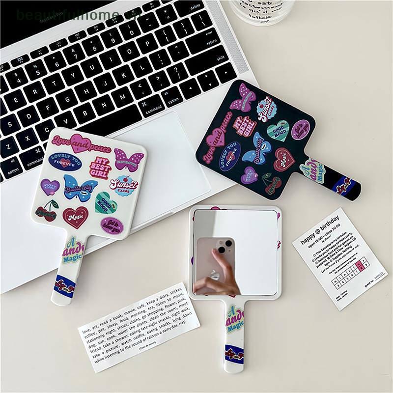 Gương Trang Điểm Cầm Tay Hình Vuông Nhỏ Gọn Có Gương Trang Điểm vanity Có Tay Cầm