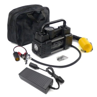 Máy bơm lốp xe gia đình 220V -12V với 2 xylanh công suất cao, bơm ô tô, xe máy, bơm phao, bơm bóng