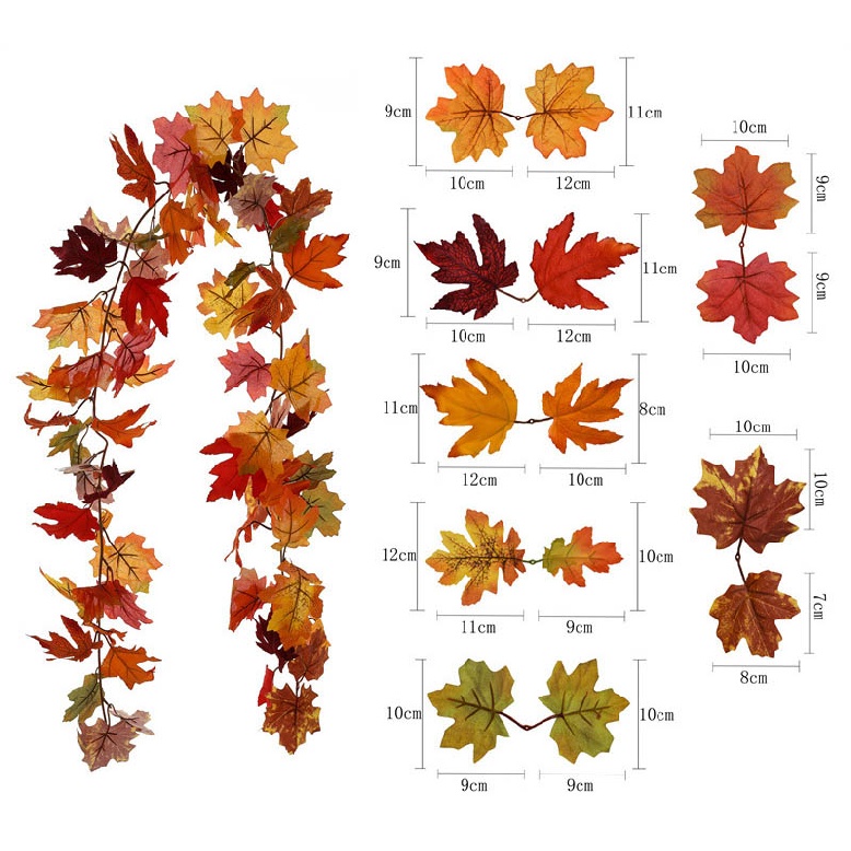 Outdoor Hanging Vines Artificial Maple Leaf Fall Leaves Garland Decorations