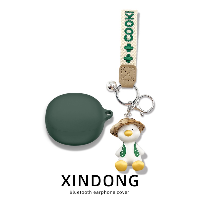 For SoundPeats Mac Case Pure Colour Silicone Soft Case Creative Astronaut Cute Duck Crayon Shin-chan Keychain Pendant SoundPeats Mac Shockproof Case Protective Cover