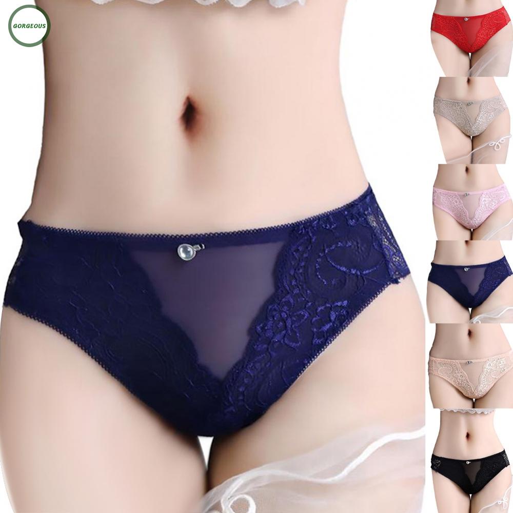 New Coming~Panties Ultra-thin Breathable Hollow Lace Mesh Mid-waist Pure Cotton Sexy#Home Essentialses